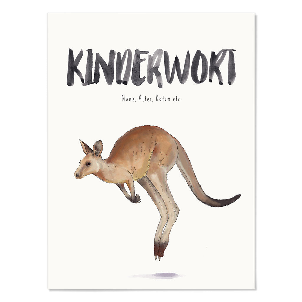 Kindermundposter Känguru – personalisiertes Poster mit Kinderwort für Eltern
