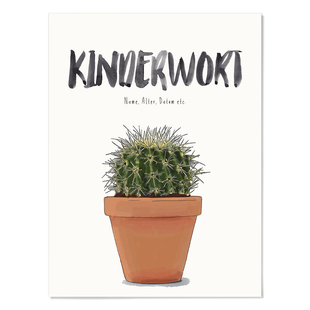 Kindermundposter Kaktus – personalisiertes Poster mit Kinderwort für Eltern