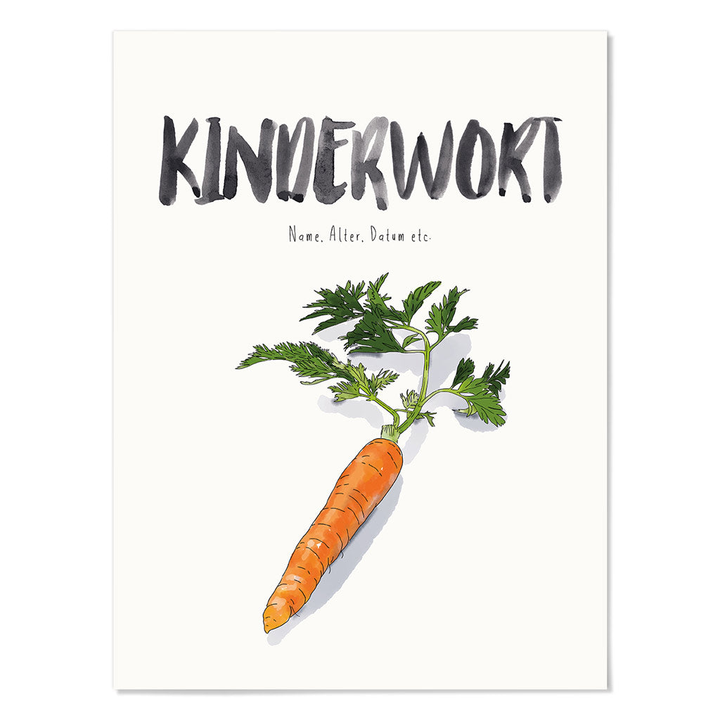 Kindermundposter Karotte – personalisiertes Poster mit Kinderwort für Eltern