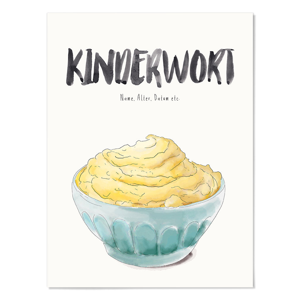 Kindermundposter Kartoffelbrei – personalisiertes Poster mit Kinderwort für Eltern