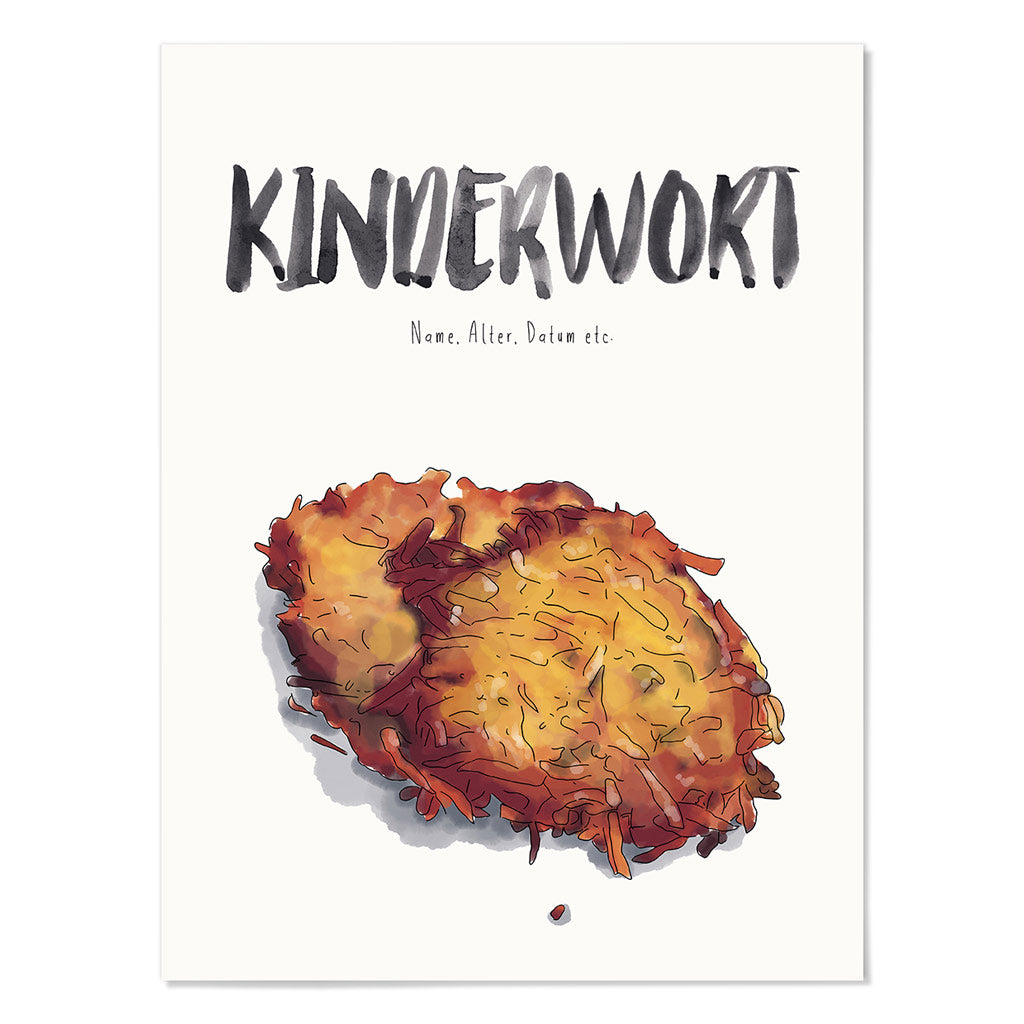 Kindermundposter Kartoffelpuffer – personalisiertes Poster mit Kinderwort für Eltern