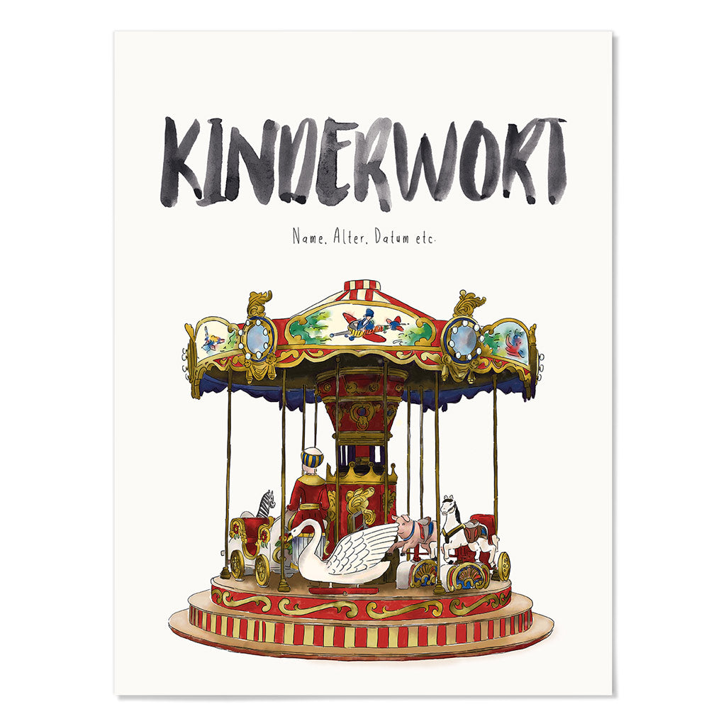 Kindermundposter Karussell – personalisiertes Poster mit Kinderwort für Eltern