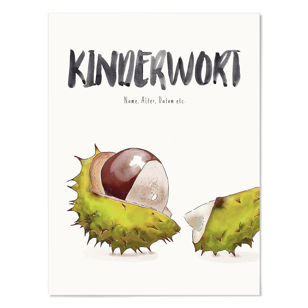 Kindermundposter Kastanie – personalisiertes Poster mit Kinderwort für Eltern