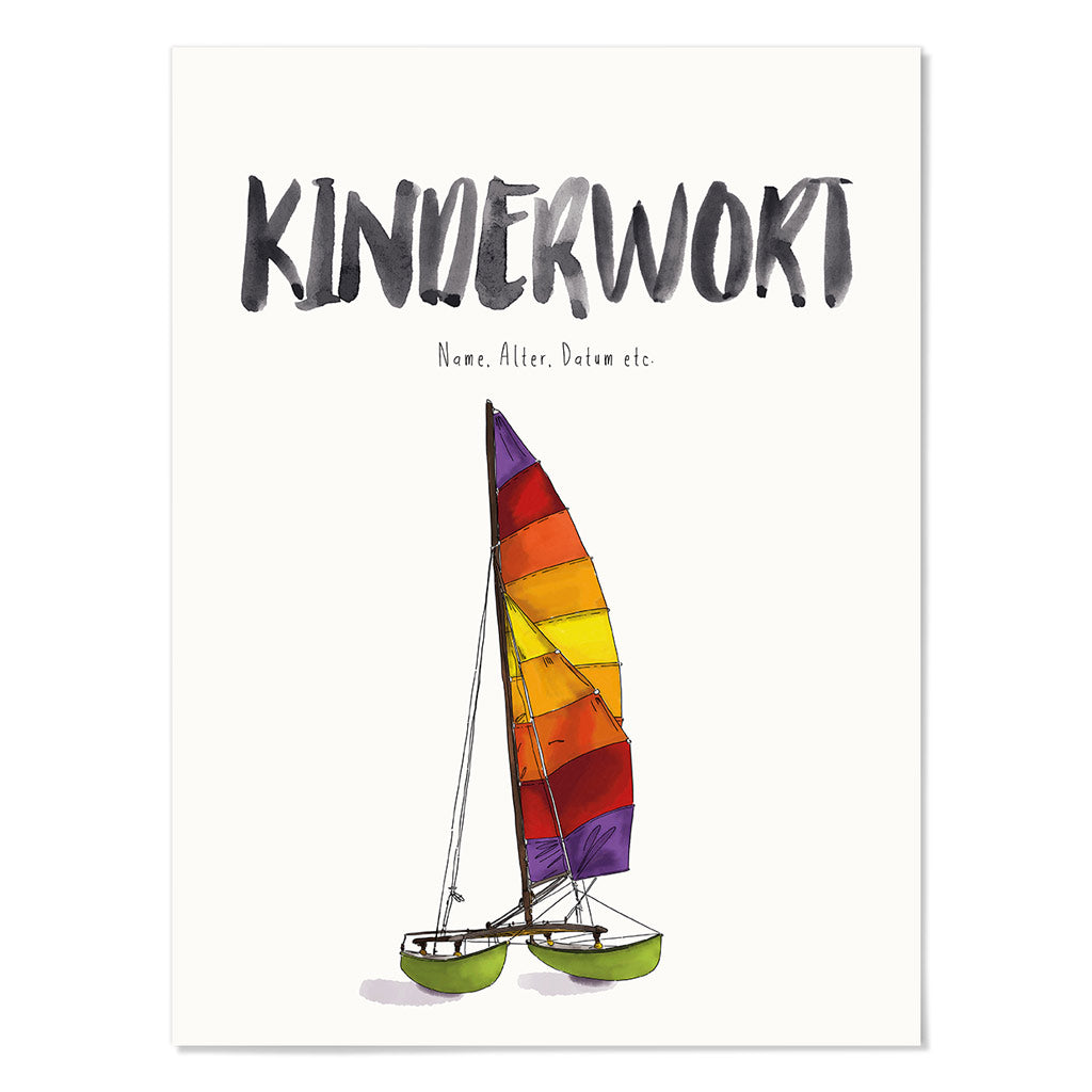 Kindermundposter Katamaran – personalisiertes Poster mit Kinderwort für Eltern