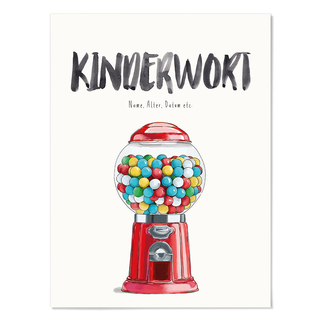 Kindermundposter Kaugummiautomat – personalisiertes Poster mit Kinderwort für Eltern
