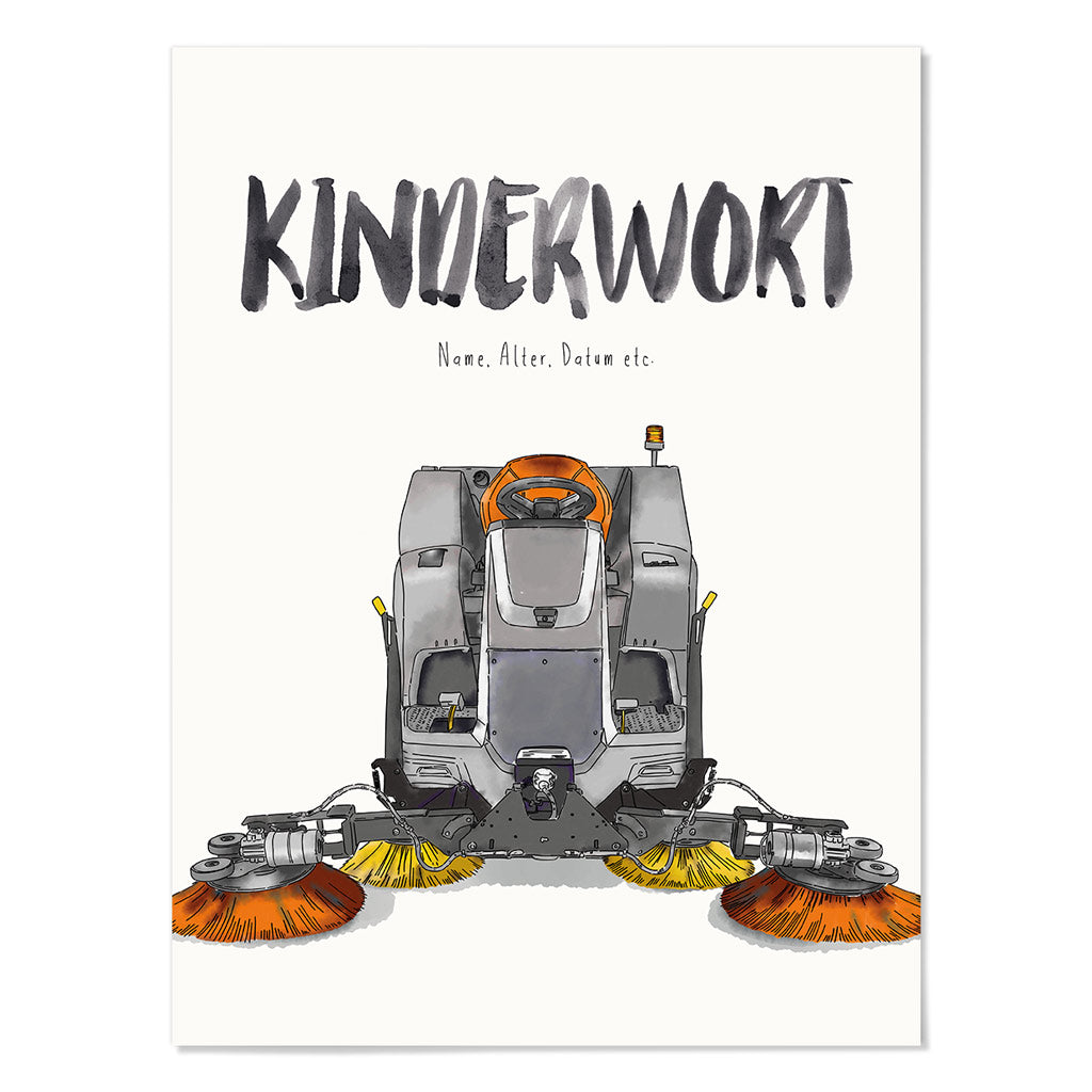 Kindermundposter Kehrmaschine – personalisiertes Poster mit Kinderwort für Eltern