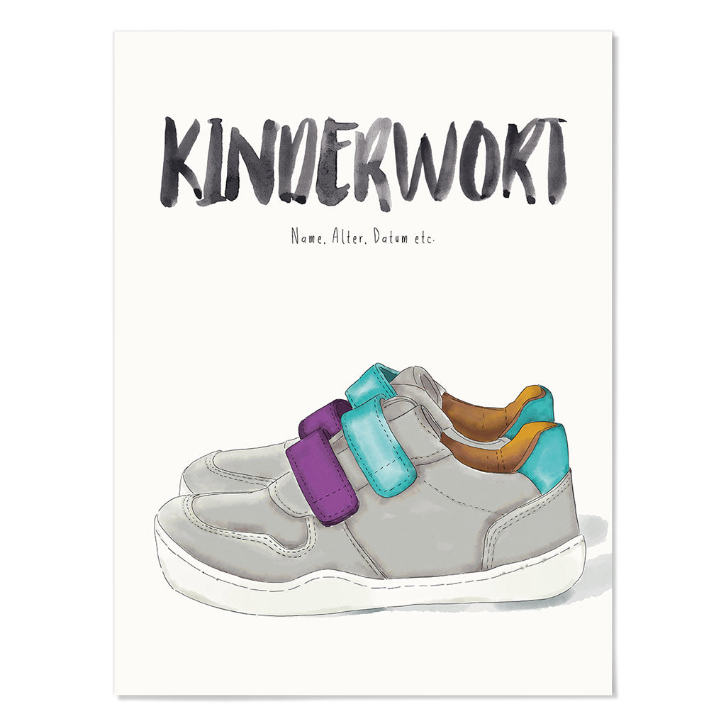 Kindermundposter Schuhe – personalisiertes Poster mit Kinderwort für Eltern