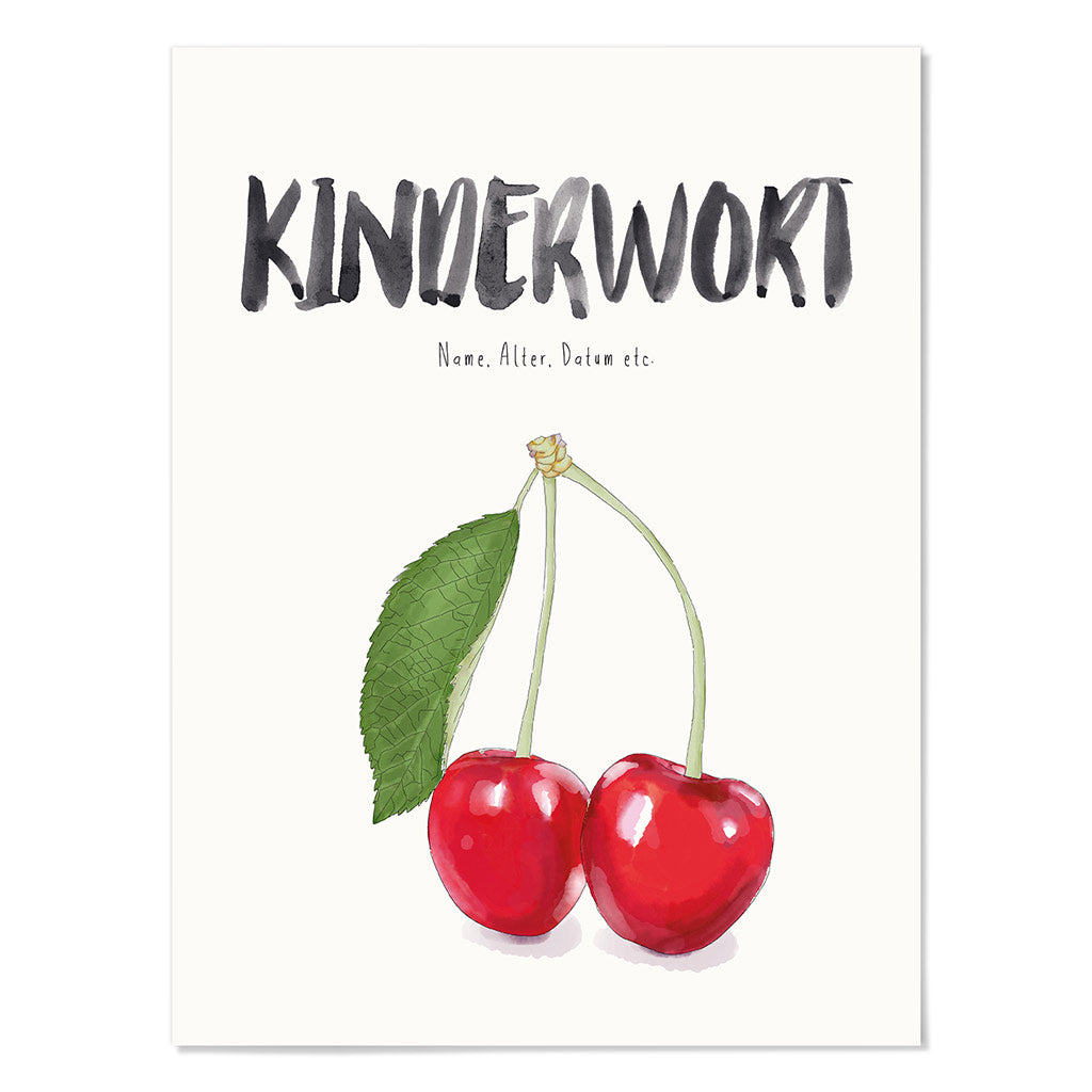 Kindermundposter Kirsche – personalisiertes Poster mit Kinderwort für Eltern