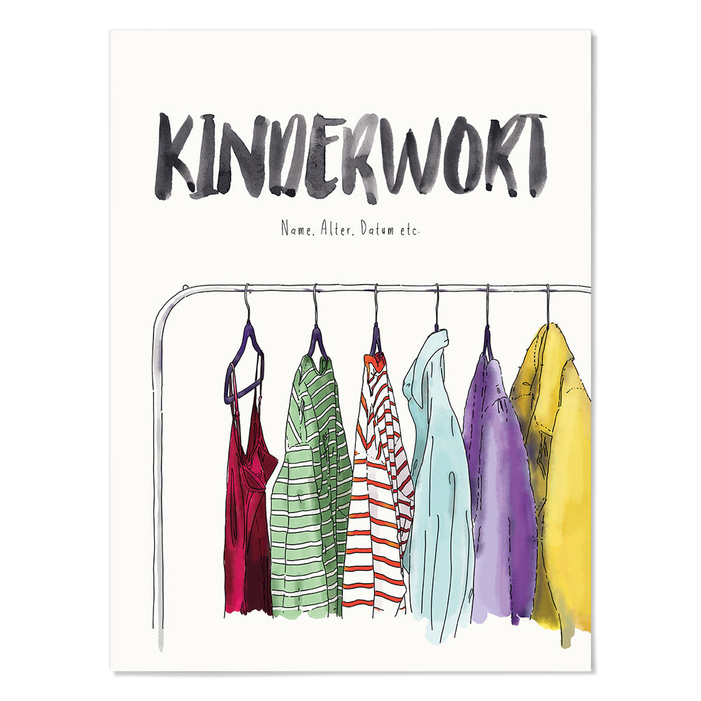 Kindermundposter Kleiderstange – personalisiertes Poster mit Kinderwort für Eltern