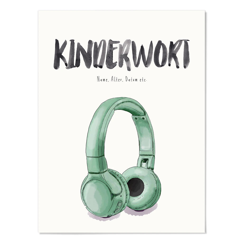 Kindermundposter Kopfhörer – personalisiertes Poster mit Kinderwort für Eltern