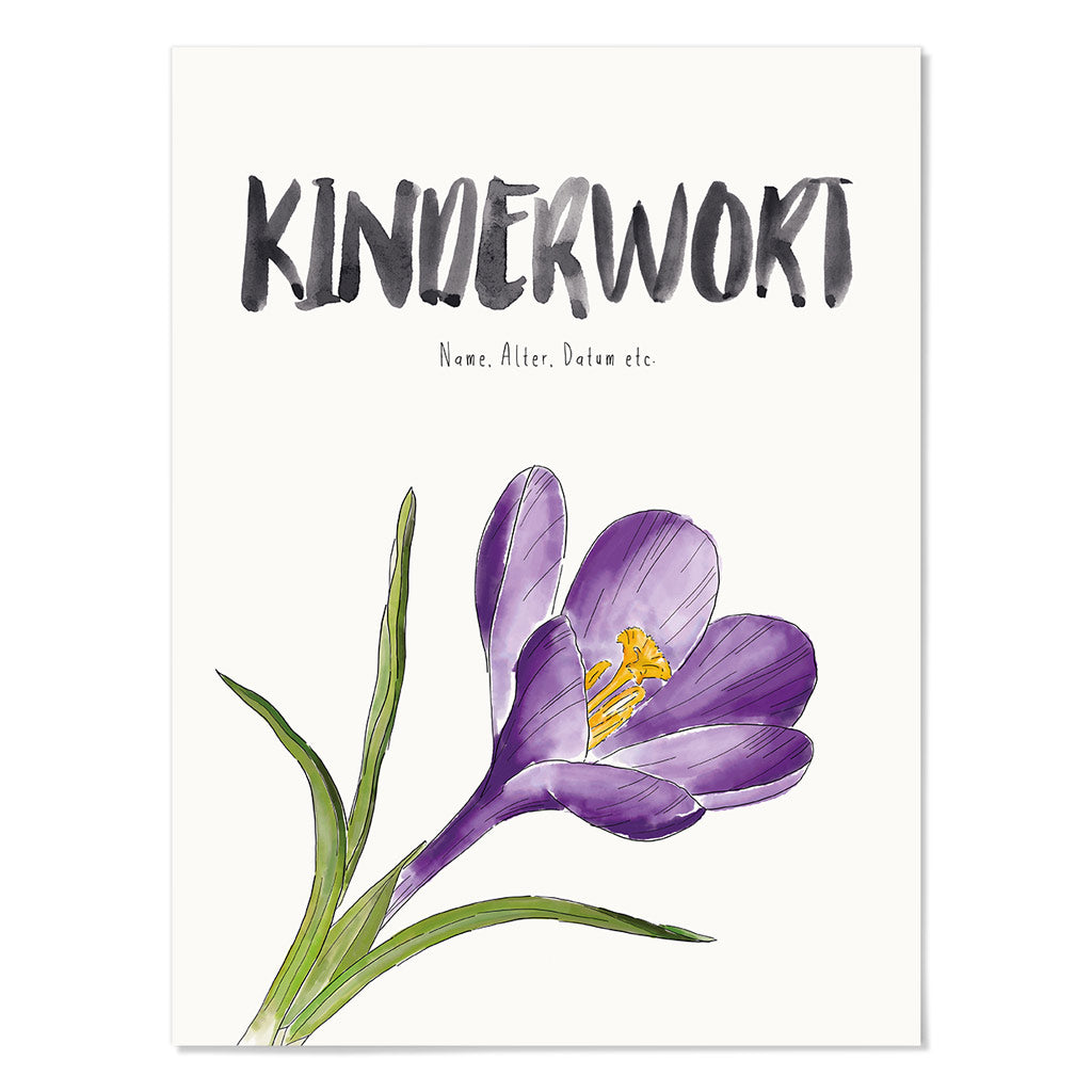 Kindermundposter Krokus – personalisiertes Poster mit Kinderwort für Eltern