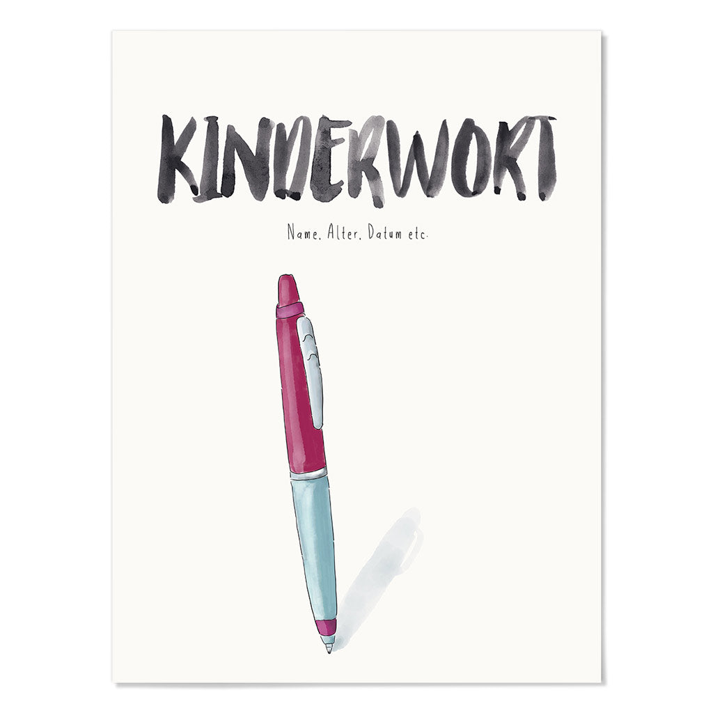 Kindermundposter Kugelschreiber – personalisiertes Poster mit Kinderwort für Eltern