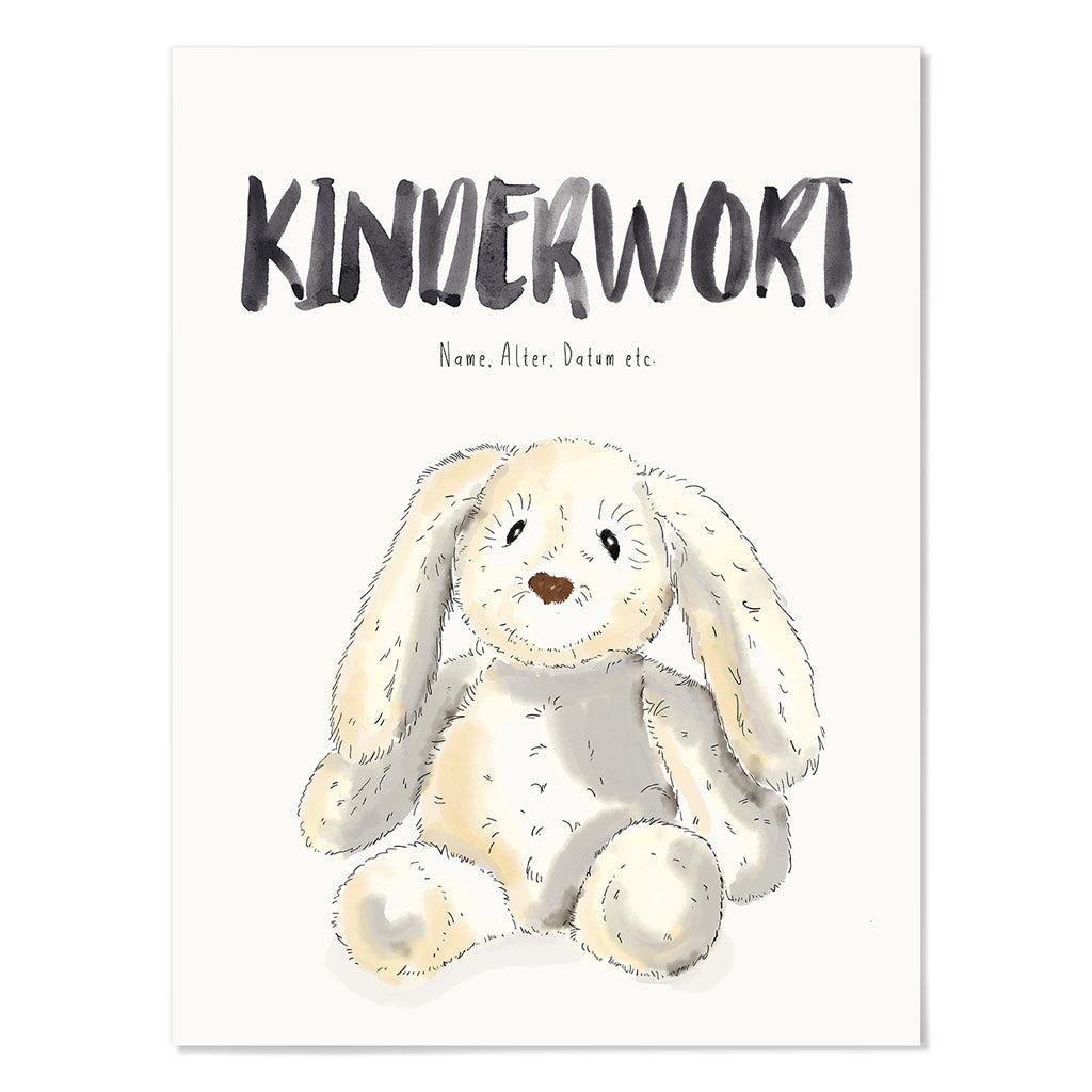 Kindermundposter Kuschel-Hase – personalisiertes Poster mit Kinderwort für Eltern