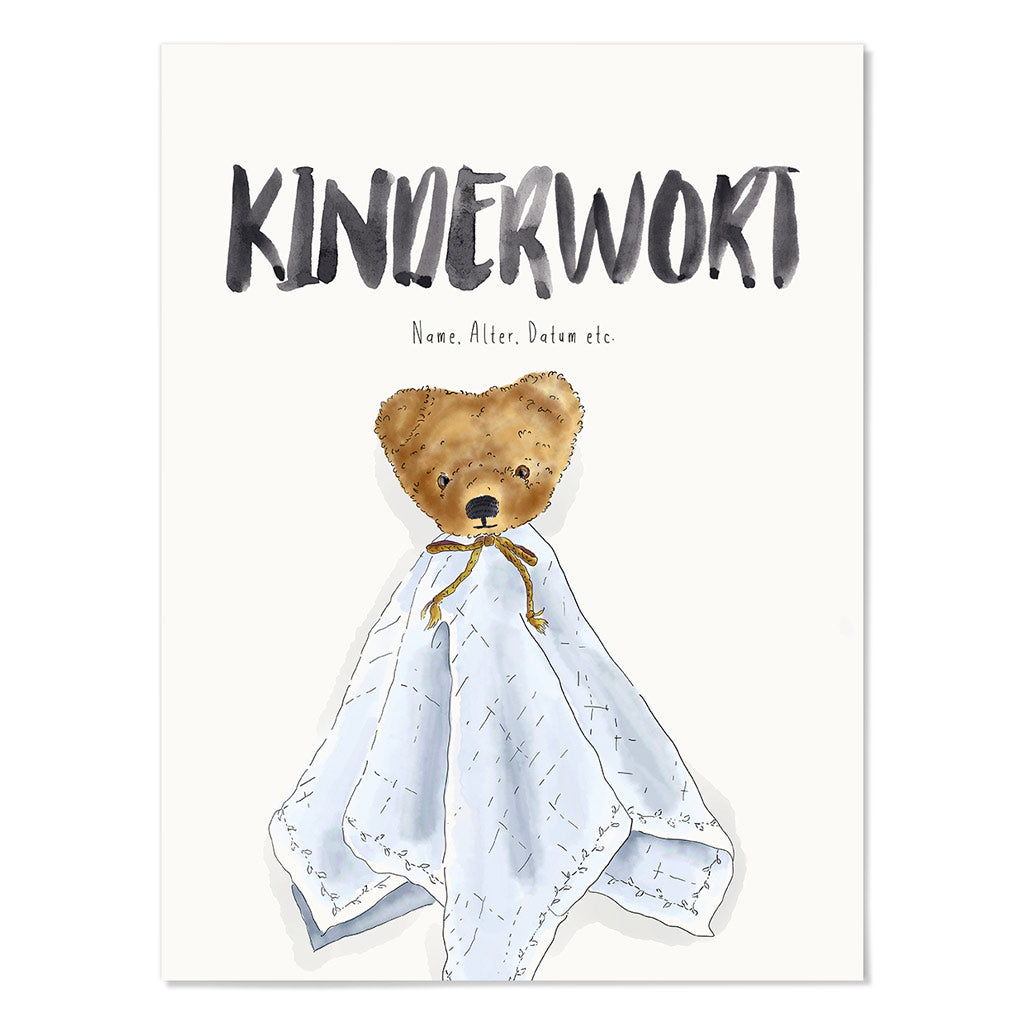 Kindermundposter Kuschelbär – personalisiertes Poster mit Kinderwort für Eltern