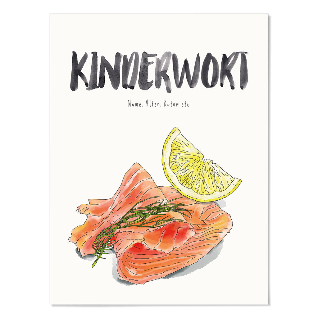 Kindermundposter Lachs – personalisiertes Poster mit Kinderwort für Eltern