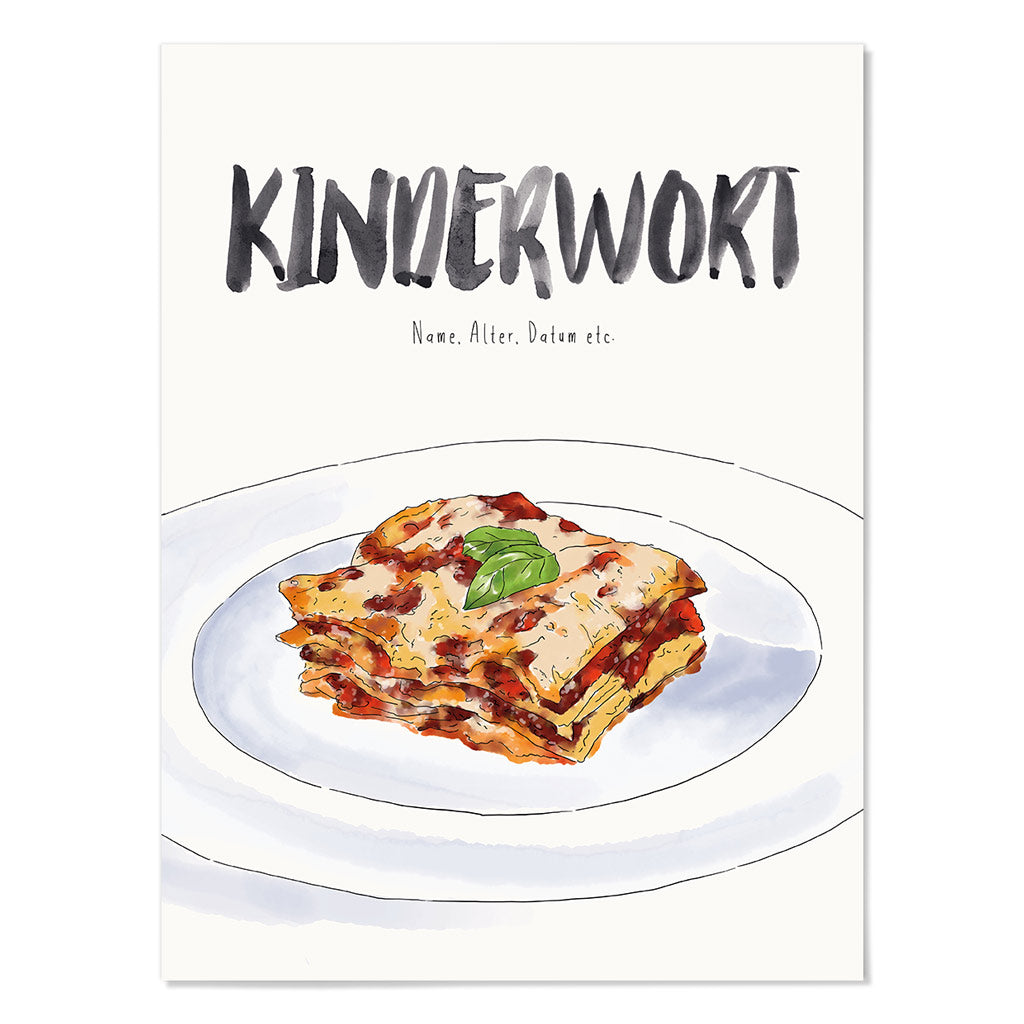 Kindermundposter Lasagne – personalisiertes Poster mit Kinderwort für Eltern