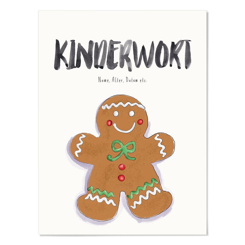 Kindermundposter Lebkuchenmann – personalisiertes Poster mit Kinderwort für Eltern