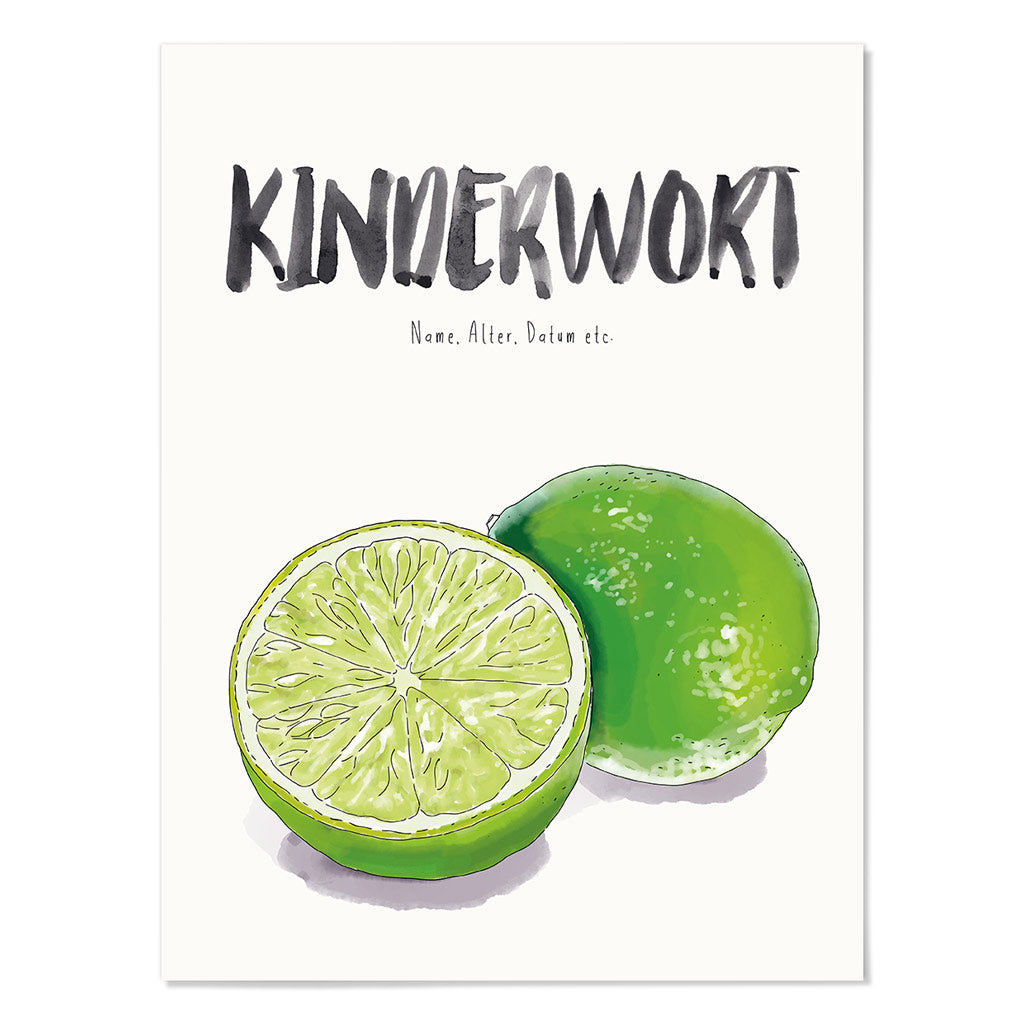 Kindermundposter Limette – personalisiertes Poster mit Kinderwort für Eltern