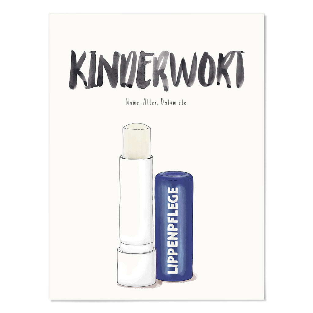 Kindermundposter Lippenpflegestift – personalisiertes Poster mit Kinderwort für Eltern