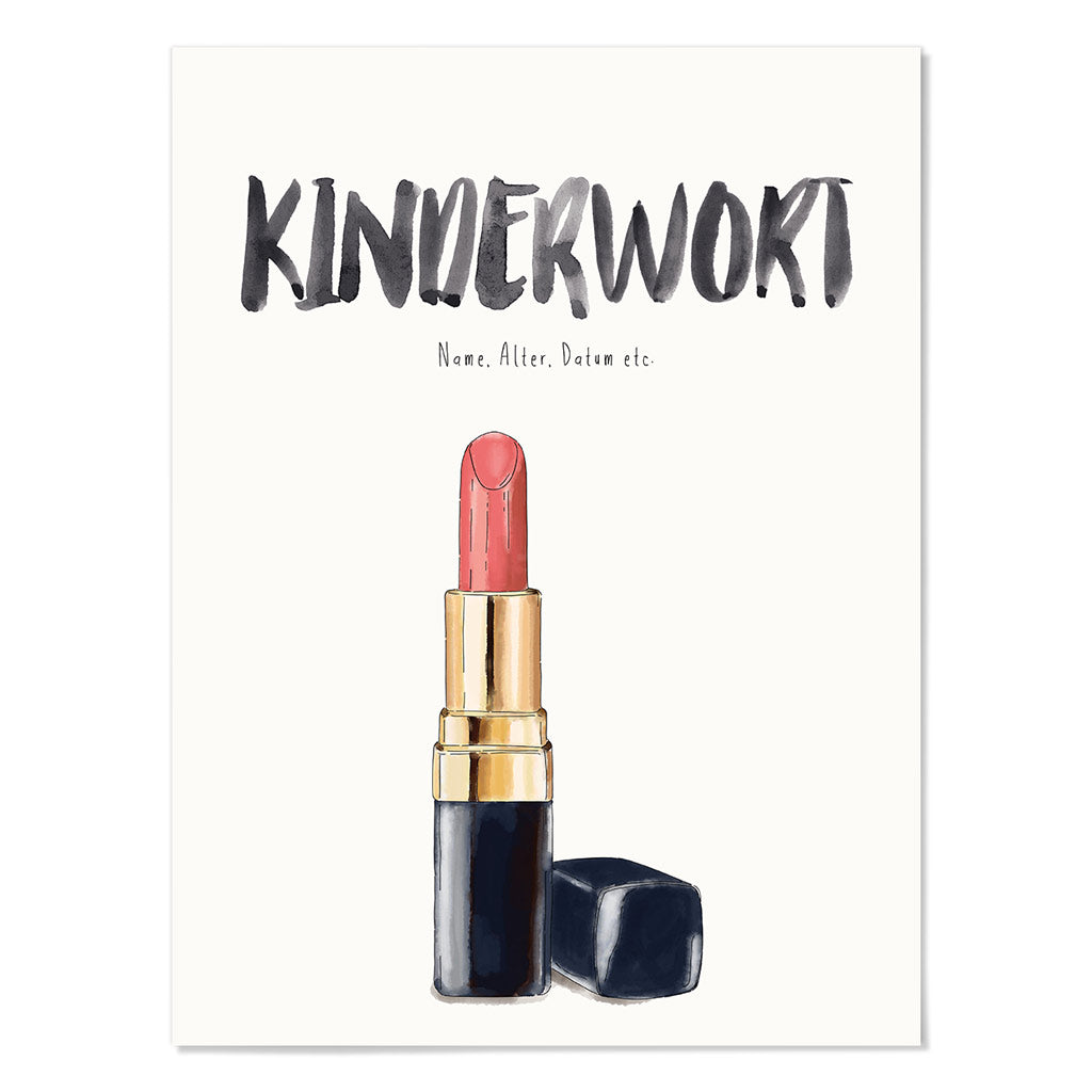 Kindermundposter Lippenstift – personalisiertes Poster mit Kinderwort für Eltern