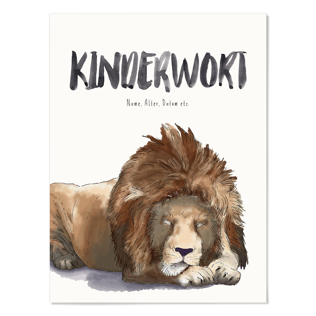 Kindermundposter Löwe – personalisiertes Poster mit Kinderwort für Eltern