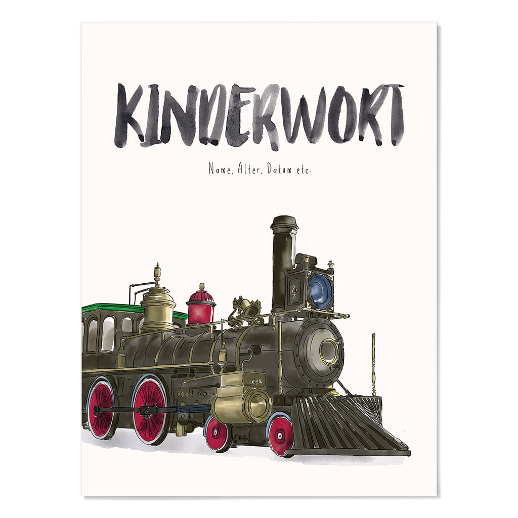 Kindermundposter Lokomotive – personalisiertes Poster mit Kinderwort für Eltern