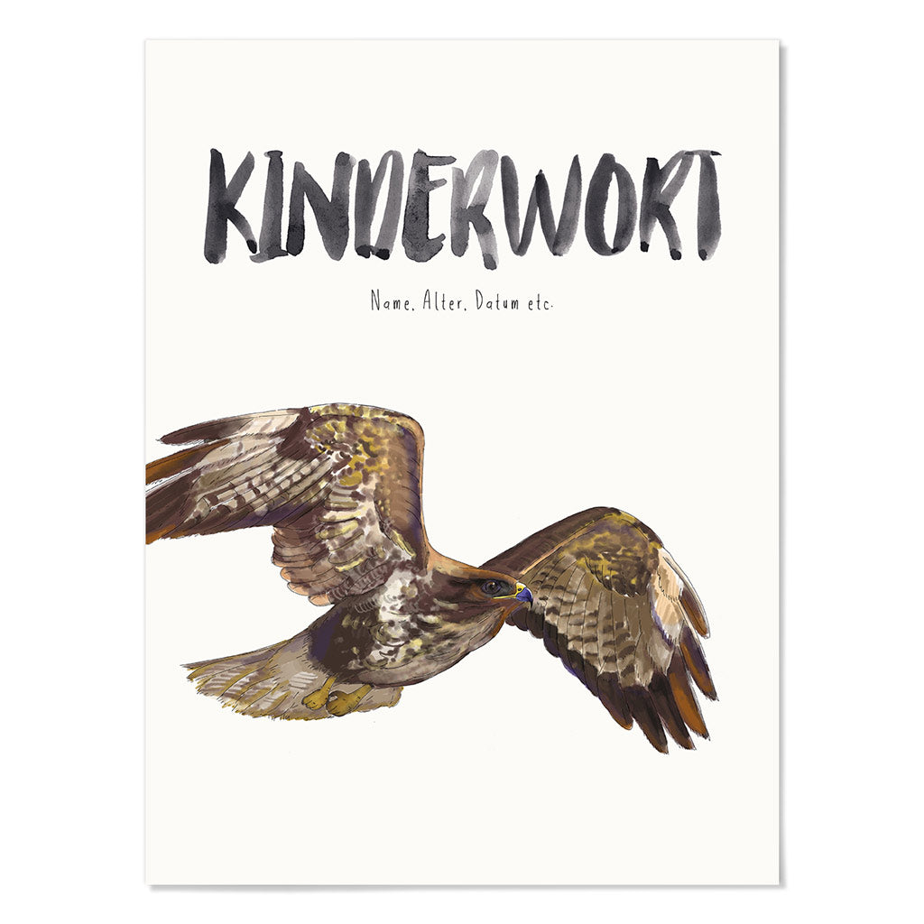 Kindermundposter Mäusebussard – personalisiertes Poster mit Kinderwort für Eltern