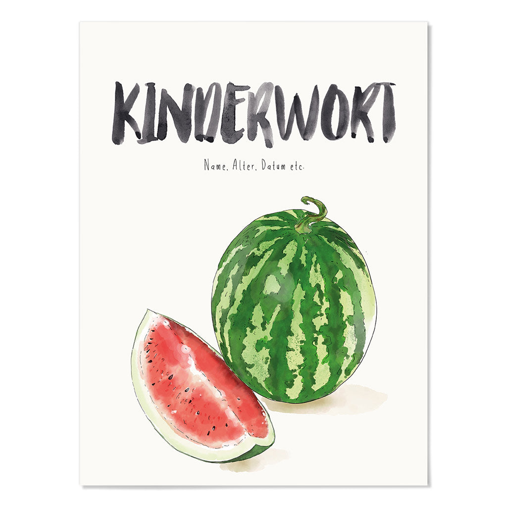 Kindermundposter Wassermelone – personalisiertes Poster mit Kinderwort für Eltern