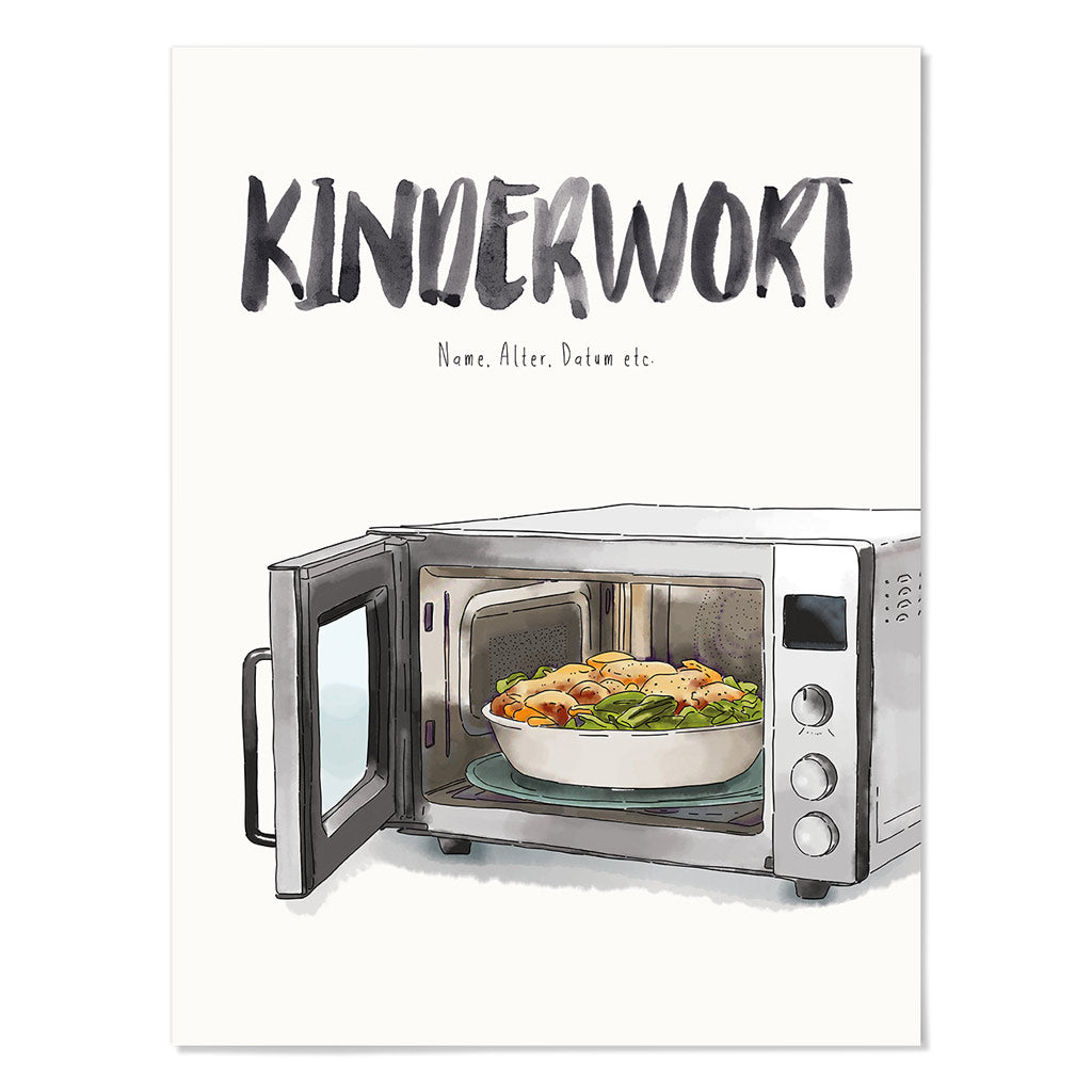 Kindermundposter Mikrowelle – personalisiertes Poster mit Kinderwort für Eltern
