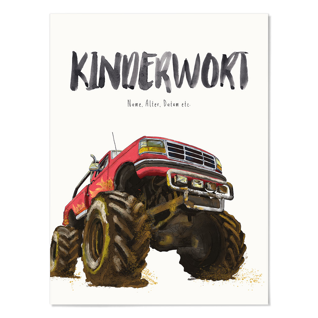 Kindermundposter Monstertruck – personalisiertes Poster mit Kinderwort für Eltern