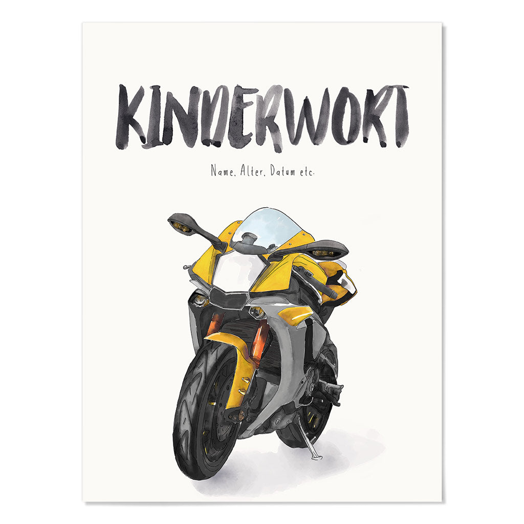 Kindermundposter Motorrad – personalisiertes Poster mit Kinderwort für Eltern