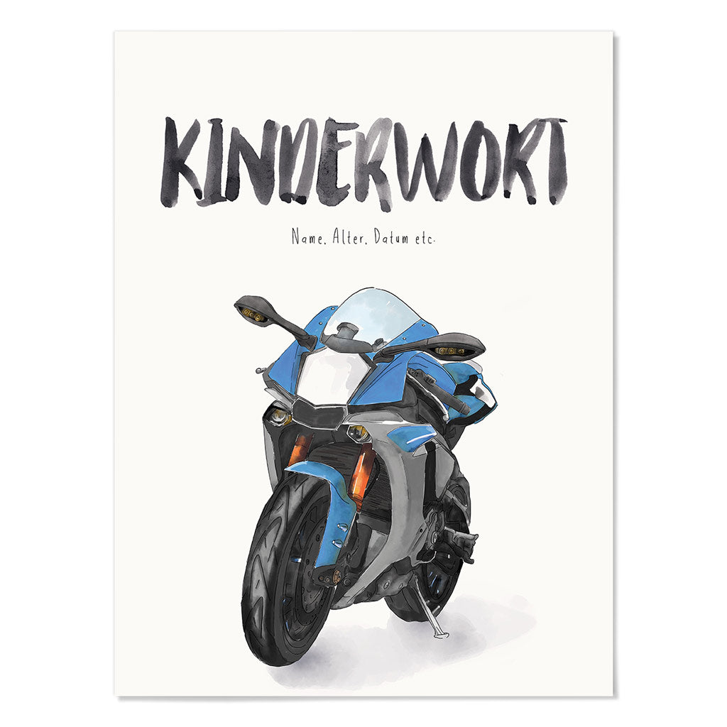 Kindermundposter Motorrad – personalisiertes Poster mit Kinderwort für Eltern