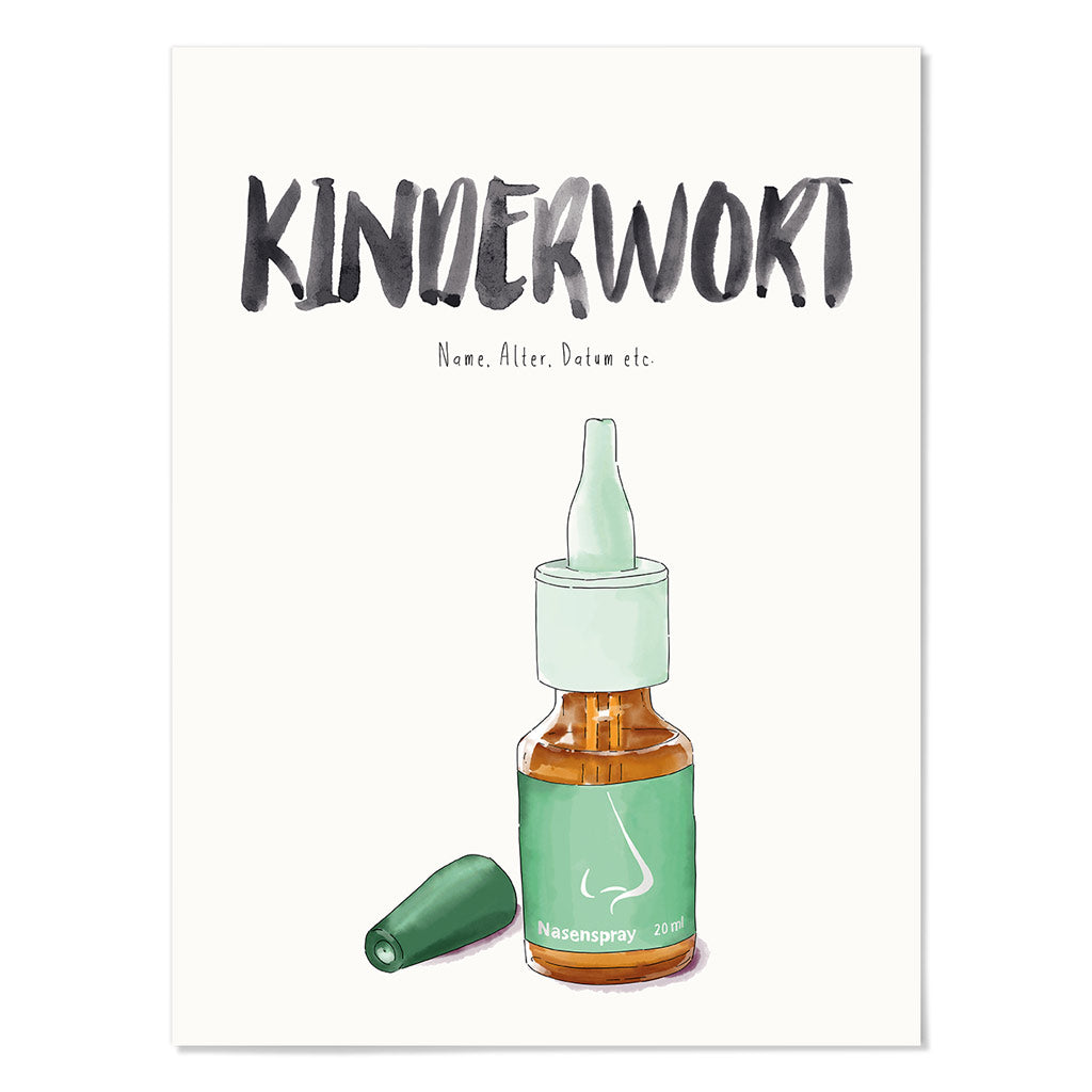 Kindermundposter Nasenspray – personalisiertes Poster mit Kinderwort für Eltern