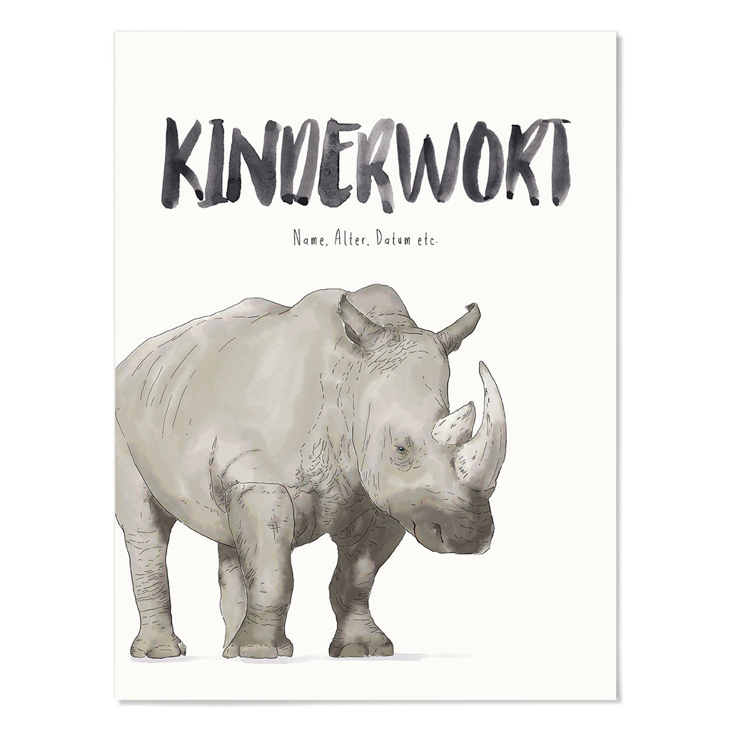 Kindermundposter Nashorn – personalisiertes Poster mit Kinderwort für Eltern