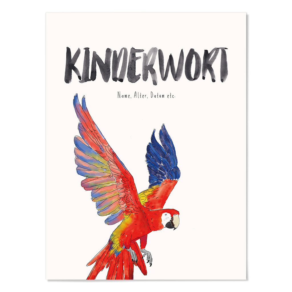 Kindermundposter Papagei – personalisiertes Poster mit Kinderwort für Eltern