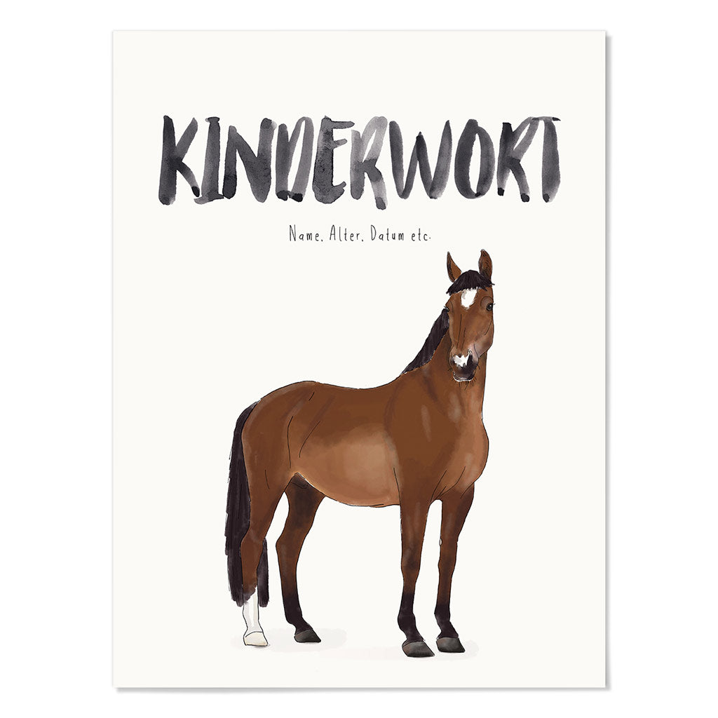 Kindermundposter Pferd – personalisiertes Poster mit Kinderwort für Eltern