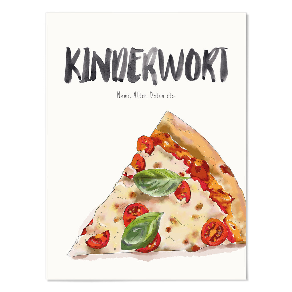 Kindermundposter Pizza – personalisiertes Poster mit Kinderwort für Eltern
