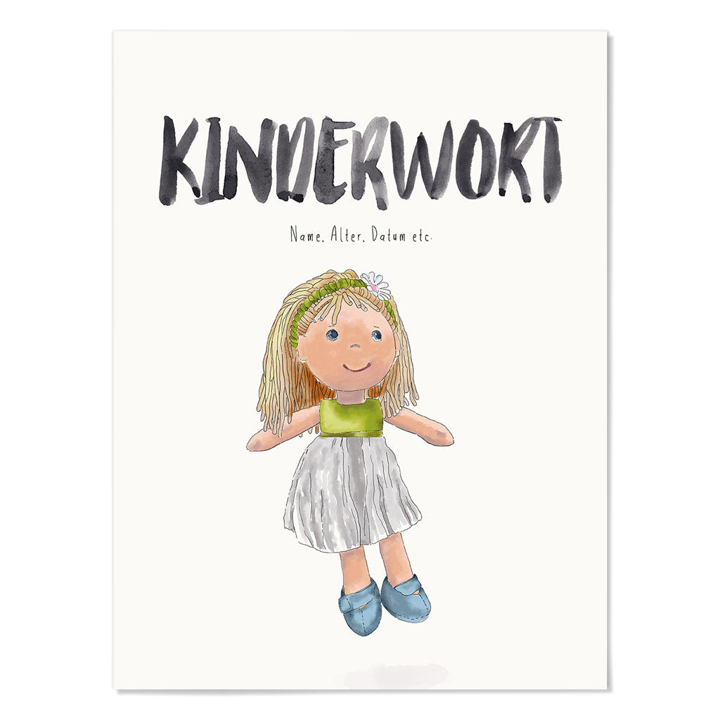 Kindermundposter Puppe – personalisiertes Poster mit Kinderwort für Eltern
