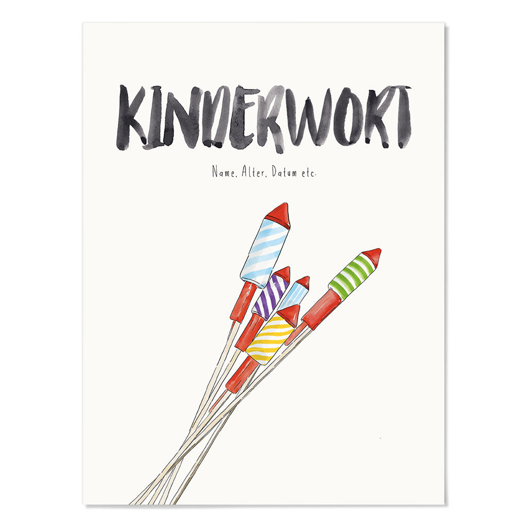 Kindermundposter Feuerwerksraketen – personalisiertes Poster mit Kinderwort für Eltern