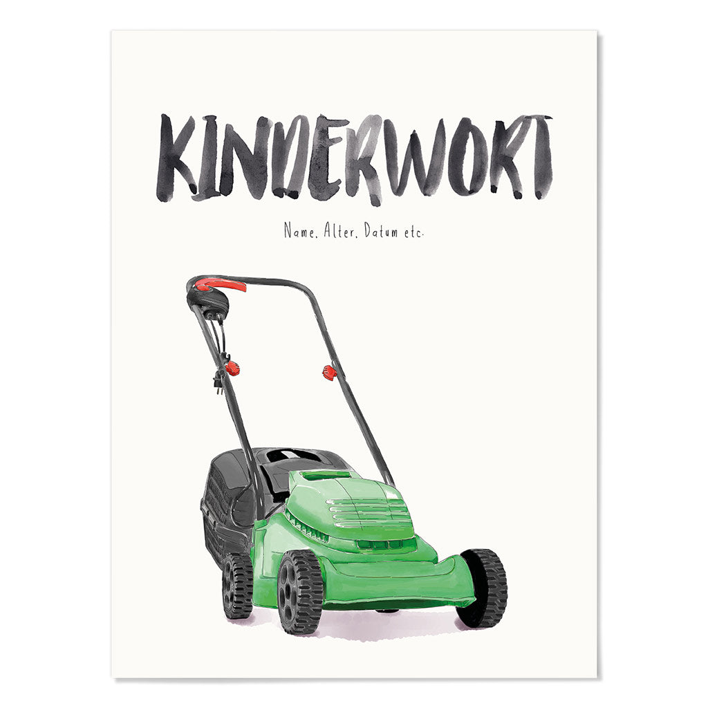 Kindermundposter Rasenmäher – personalisiertes Poster mit Kinderwort für Eltern