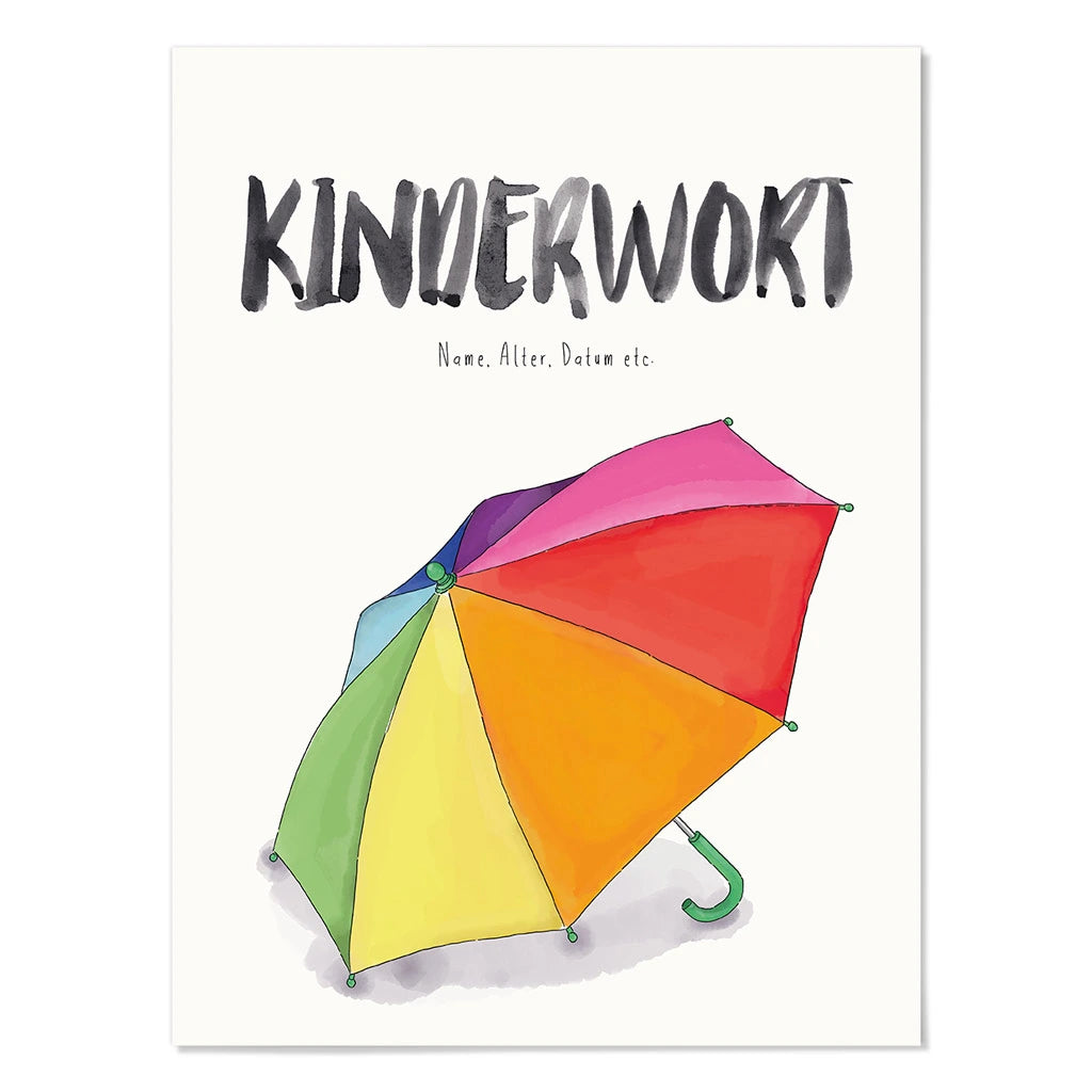 Kindermundposter Regenschirm – personalisiertes Poster mit Kinderwort für Eltern