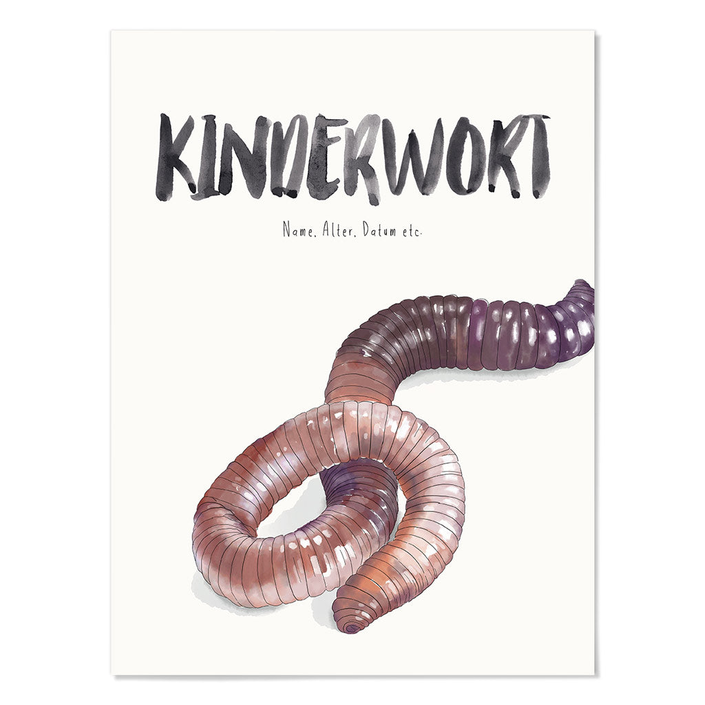 Kindermundposter Regenwurm – personalisiertes Poster mit Kinderwort für Eltern