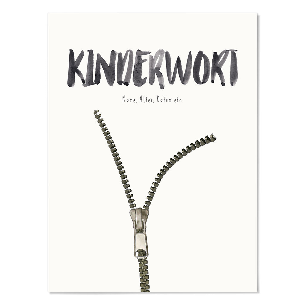Kindermundposter Reißverschluss – personalisiertes Poster mit Kinderwort für Eltern