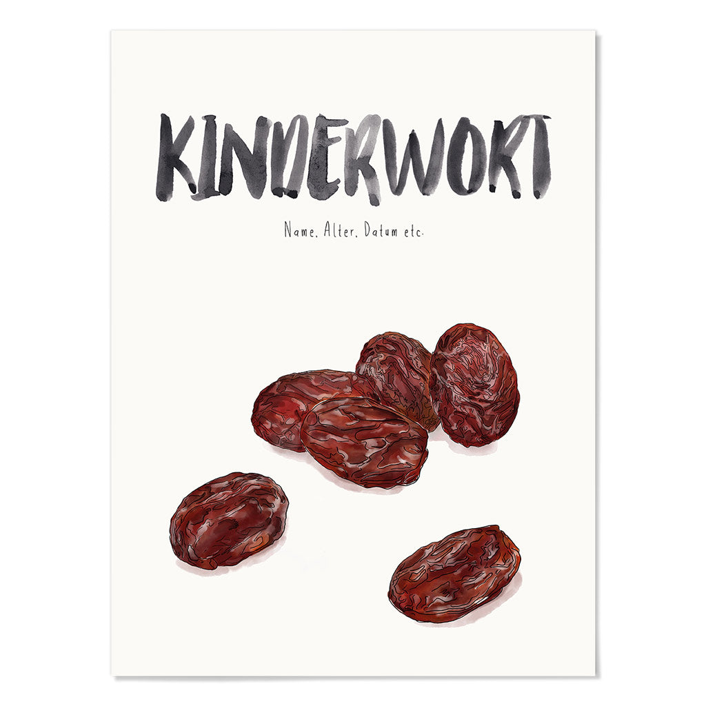 Kindermundposter Rosinen – personalisiertes Poster mit Kinderwort für Eltern