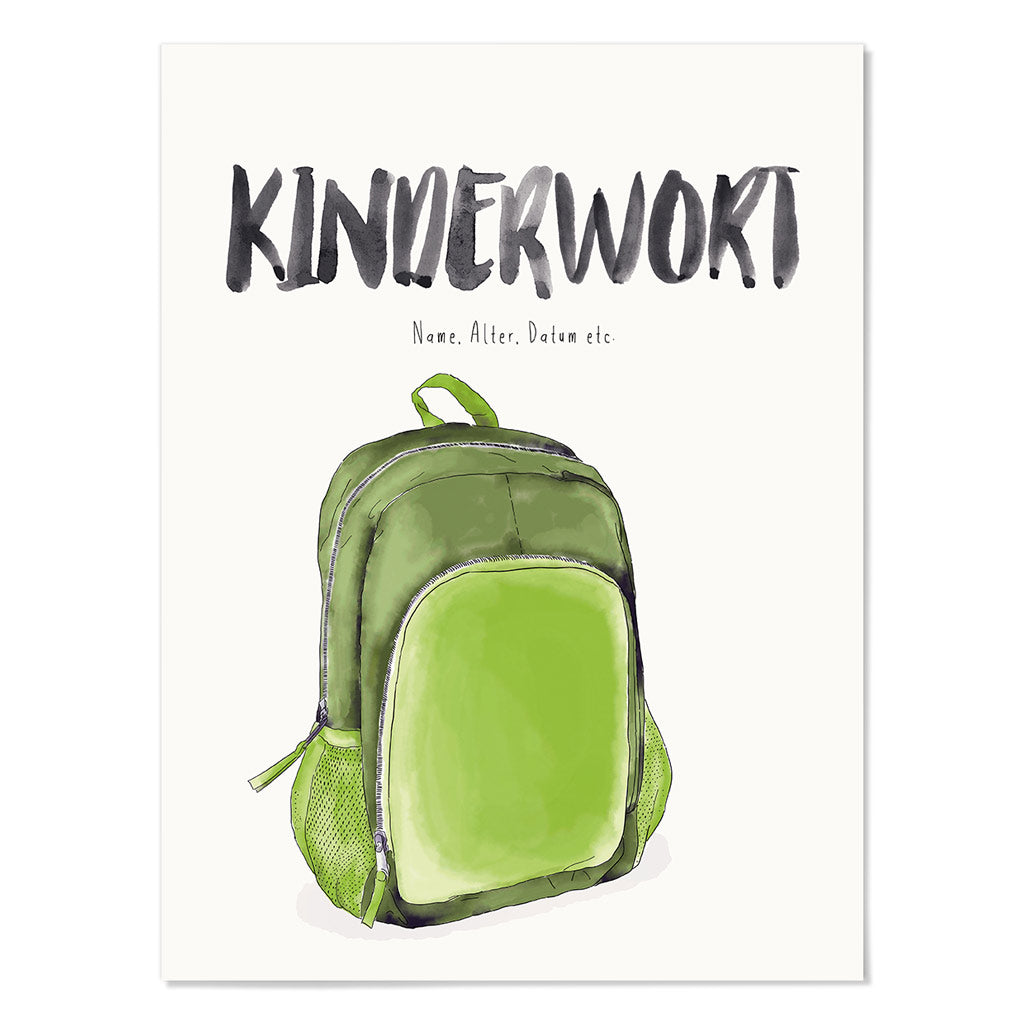 Kindermundposter Rucksack – personalisiertes Poster mit Kinderwort für Eltern