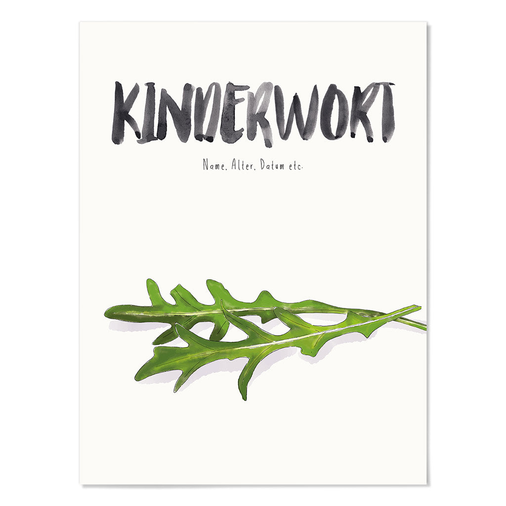 Kindermundposter Rucola – personalisiertes Poster mit Kinderwort für Eltern