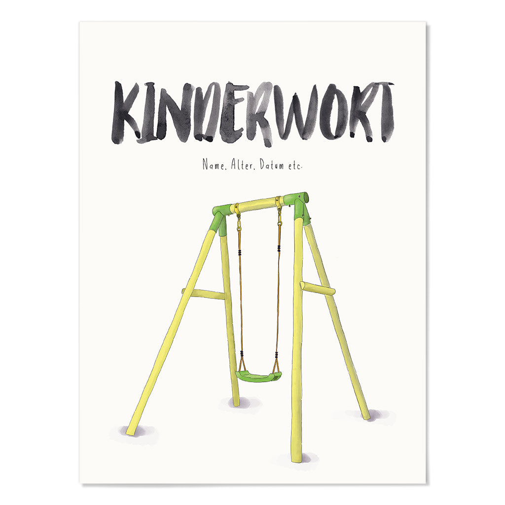 Kindermundposter Schaukel – personalisiertes Poster mit Kinderwort für Eltern