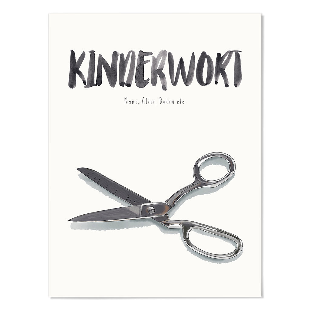 Kindermundposter Schere – personalisiertes Poster mit Kinderwort für Eltern