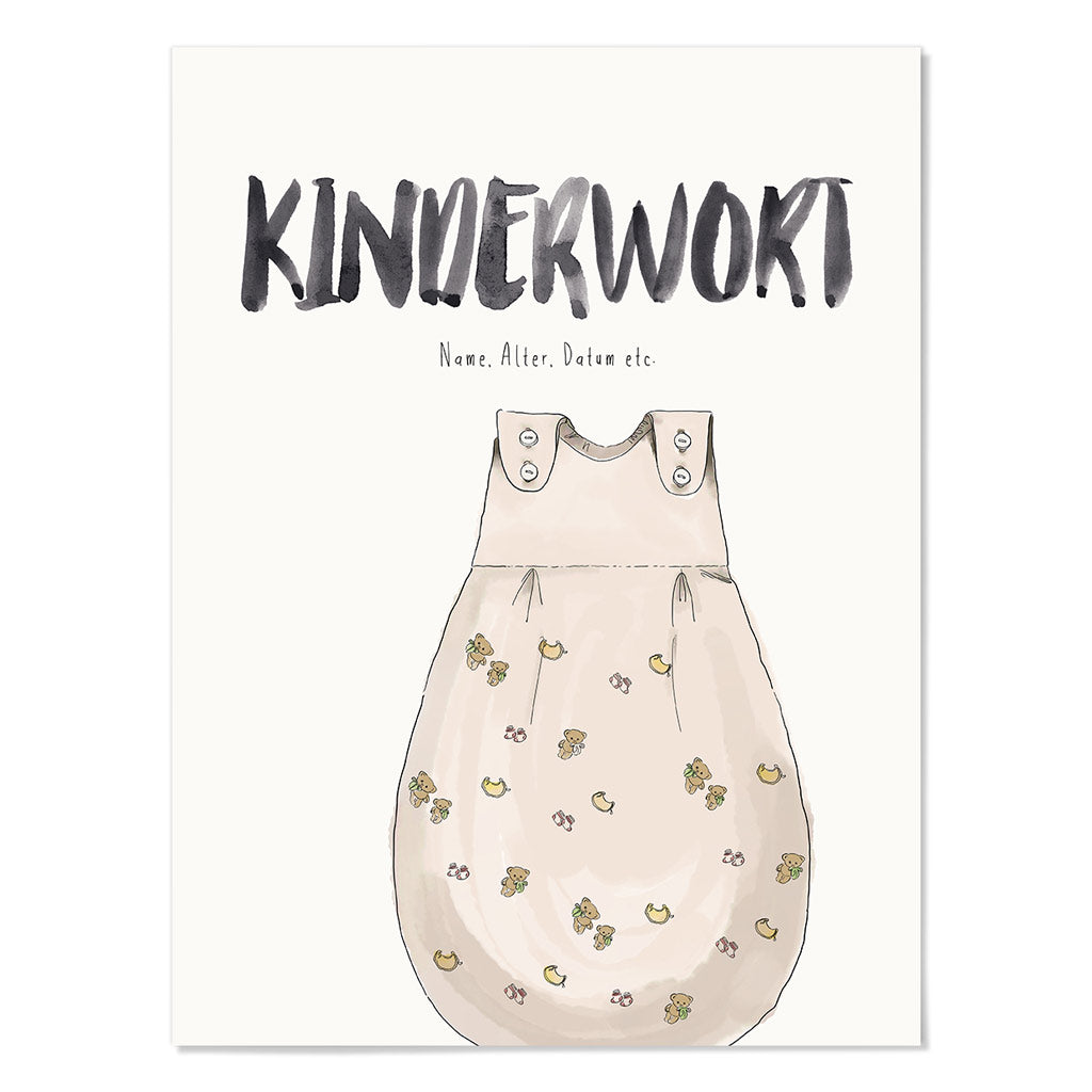Kindermundposter Schlafsack – personalisiertes Poster mit Kinderwort für Eltern
