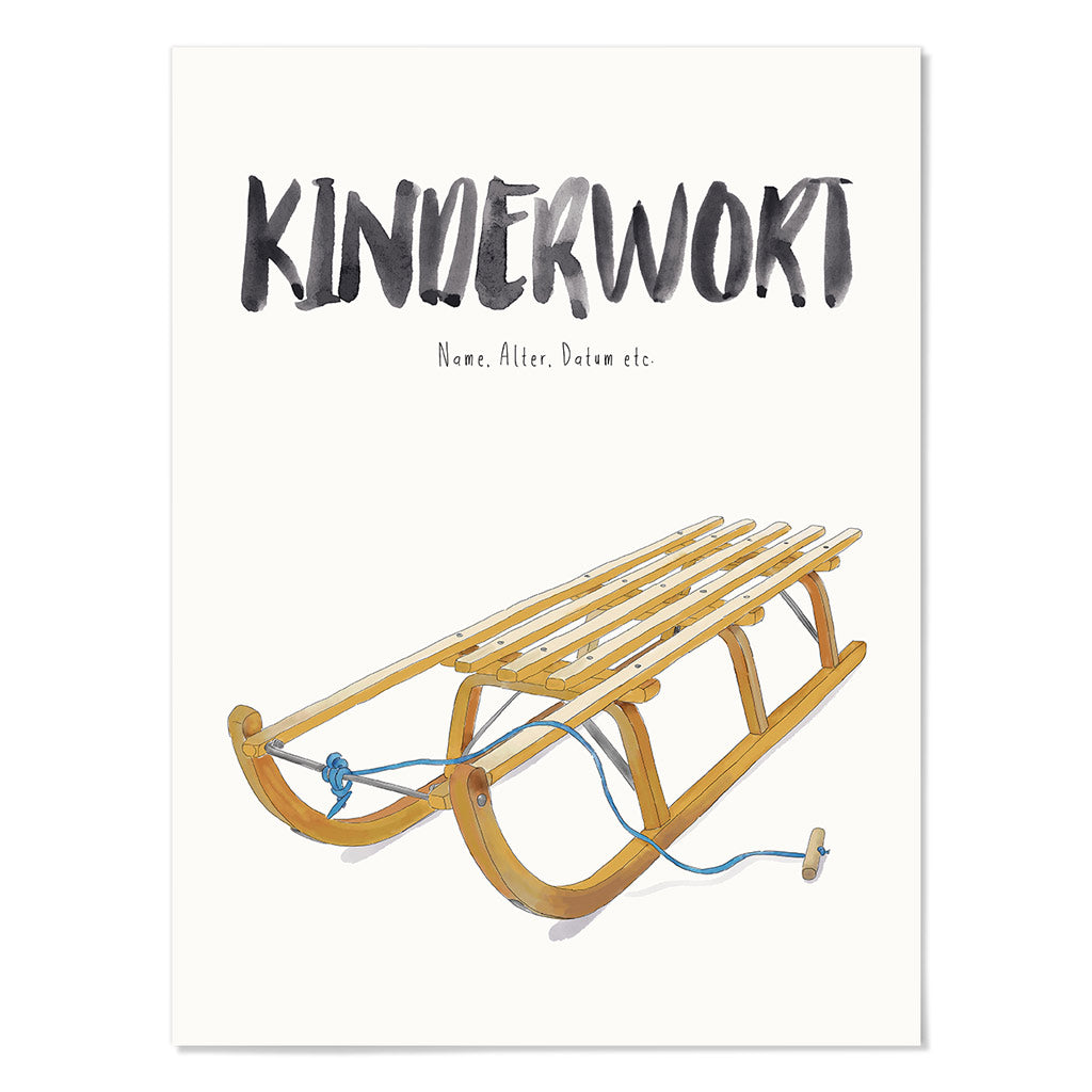 Kindermundposter Schlitten – personalisiertes Poster mit Kinderwort für Eltern